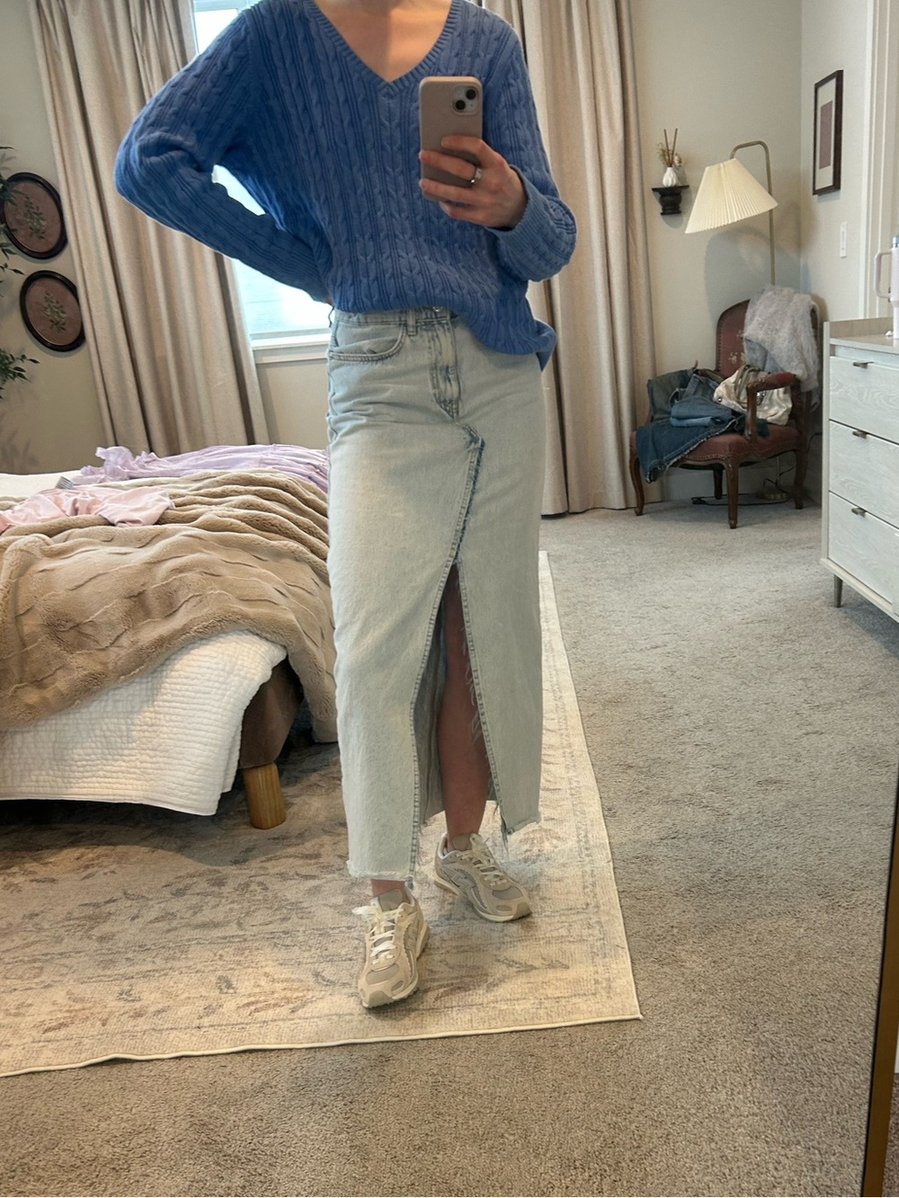 Zara Light Blue Denim Maxi Skirt